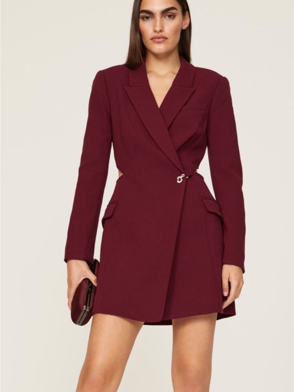 Jonathan Simkhai Long Sleeve Burgundy Blazer Dress